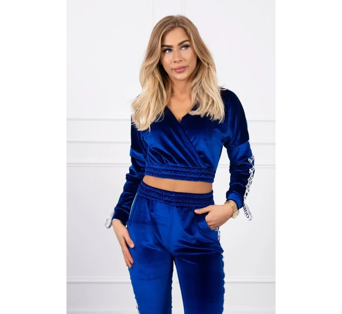 Chrpová velurová souprava Queen s nápisem