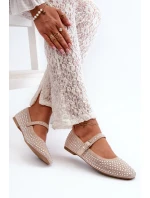 Eko Zamszové Baletky Ozdobené Béžové model 21666791 - Boto Eko Zamszové Baletky Ozdobené Béžové model 21666791 - Boto