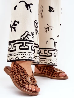 Ploché Sandály S Dekorací Pantera Hnědé Haliones