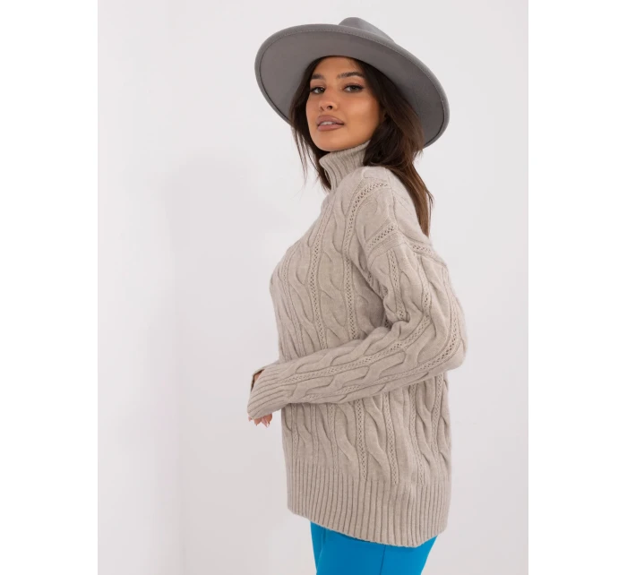 Sweter AT SW model 20459131 jasny szary - FPrice Sweter AT SW model 20459131 jasny szary - FPrice