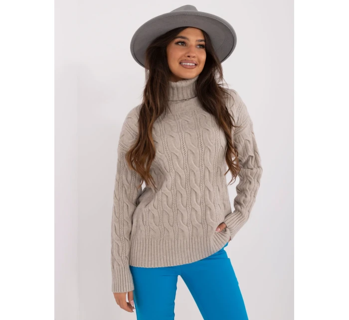 Sweter AT SW model 20459131 jasny szary - FPrice Sweter AT SW model 20459131 jasny szary - FPrice