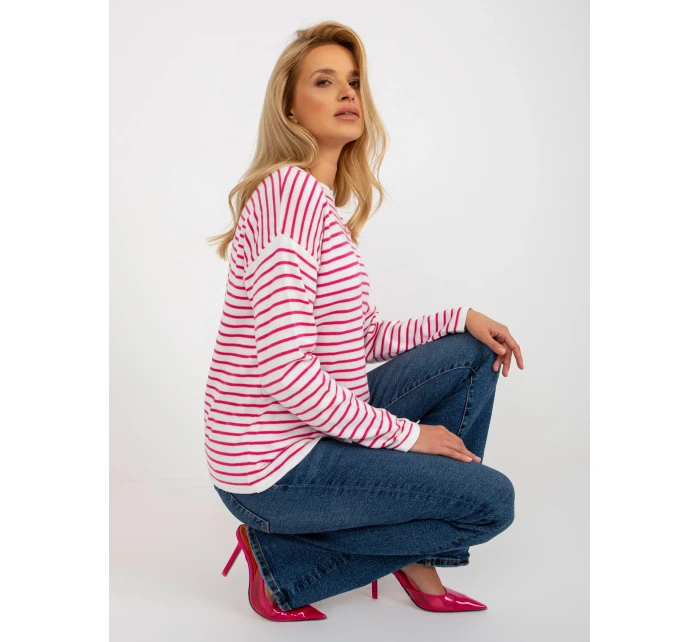 Dámský svetr LC SW 6006 .22 bílé a růžové - FPrice