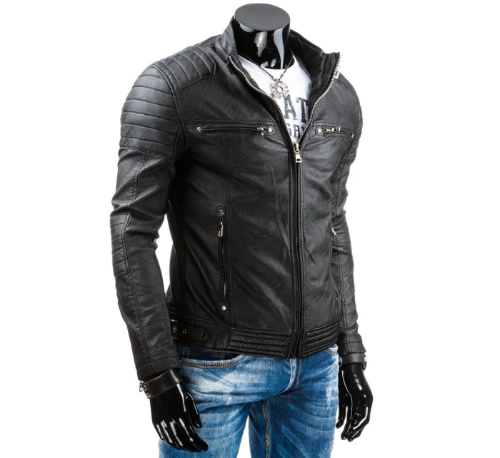 Pánská kožená bunda černá TX3247 Pánská kožená bunda černá TX3247