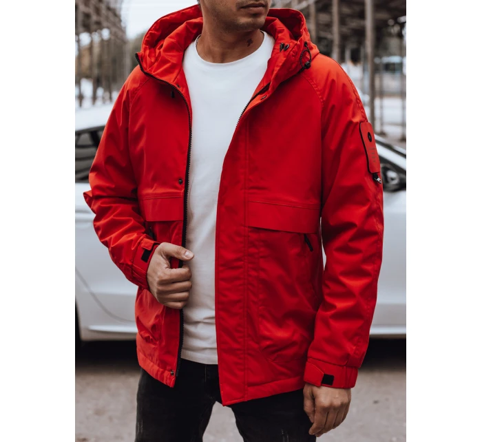 Pánská přechodná bunda s kapucí červená FashionStreet TX4880
