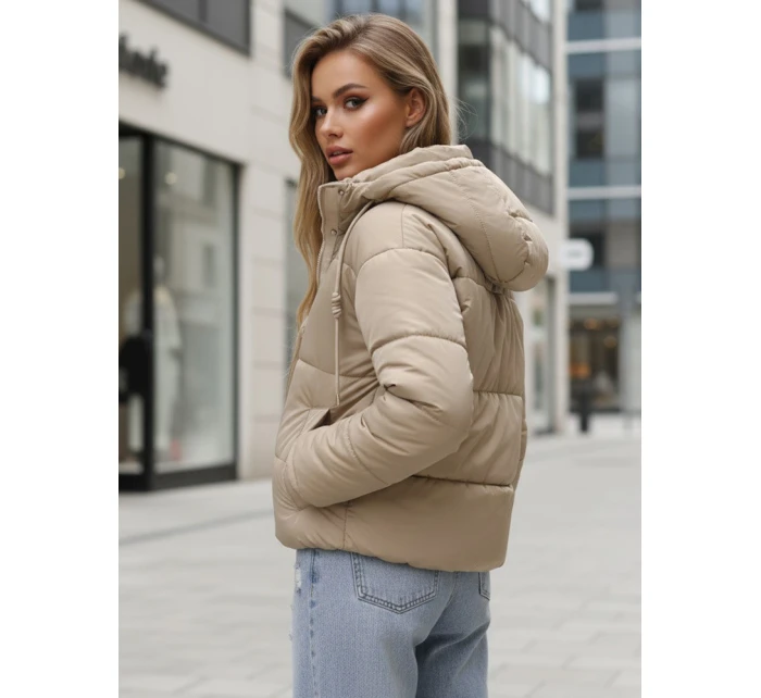 Dámská krátká zimní prošívaná bunda béžová FashionStreet TY5374