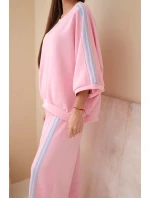 Dámský set viskózový máslový s širokou nohavicí a volnou blůzou světle růžový Dámský set viskózový máslový s širokou nohavicí a volnou blůzou světle růžový