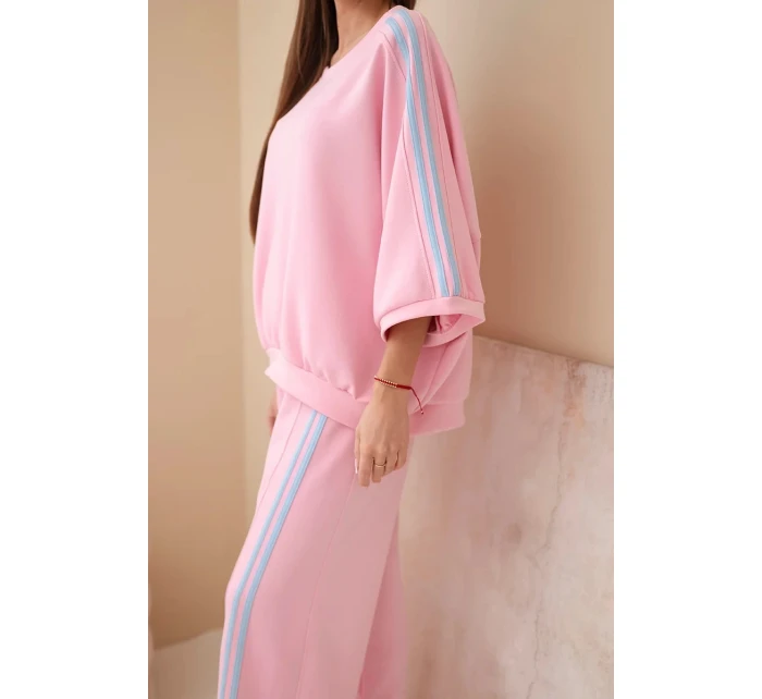 Dámský set viskózový máslový s širokou nohavicí a volnou blůzou světle růžový Dámský set viskózový máslový s širokou nohavicí a volnou blůzou světle růžový