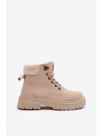 Dámské kožené trapery světle béžové model 21631395 - Boto Dámské kožené trapery světle béžové model 21631395 - Boto