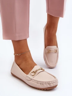 Dámské nazouvací mokasíny se zdobením Béžove model 21651198 - Boto