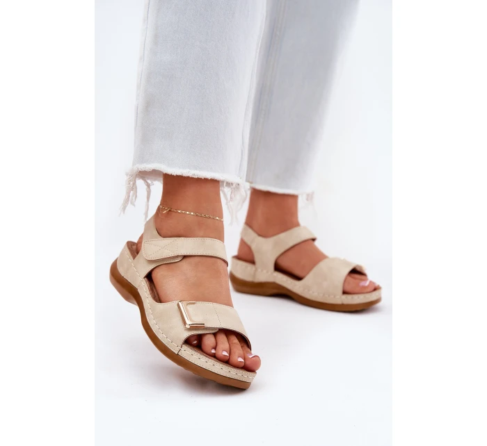 Pohodlné dámské sandály na platformě béžové model 21694154 - EVENTO