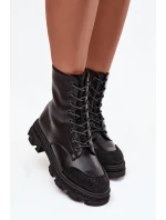 Dámské pracovní kotníky vyhřívané se zdobením S.Barski HY42-982 Černé