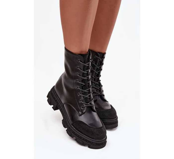 Dámské pracovní kotníky vyhřívané se zdobením S.Barski HY42-982 Černé