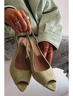 Dámské sandály na jehlovém podpatku Eko semiš zelené model 22092022 - Boto