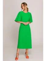 S399 Šaty s puff rukávy - zelené