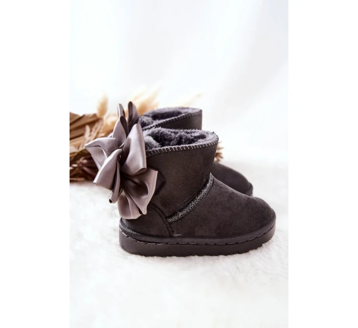 Dětské Teplé Sněhule S mašlí Šedé Snowis