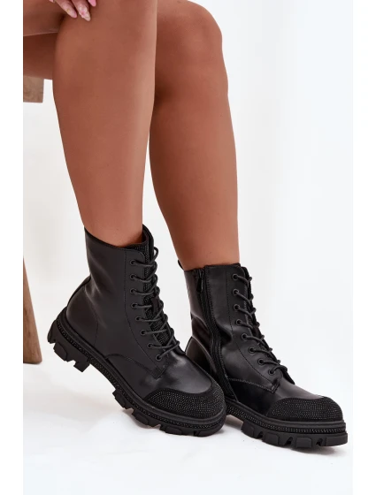 Dámské workery s ozdobou S.Barski – černé