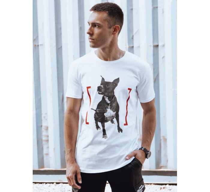 Pánské bílé tričko s potiskem FashionStreet RX5608