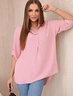 Halenka s prodlouženým zadním dílem pudrově růžová