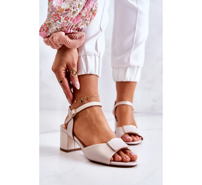 Kožené Sandály Na Vysokém Podpatku Béžová Lorisa Kožené Sandály Na Vysokém Podpatku Béžová Lorisa