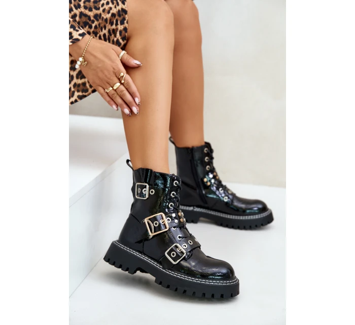 Lakované Boty Pracovní S Přezkami Černé model 21671204 - Boto Lakované Boty Pracovní S Přezkami Černé model 21671204 - Boto