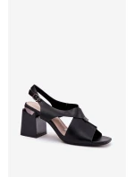 Elegantní Dámské Sandály Na Podpatku Vinceza 62238 Černé