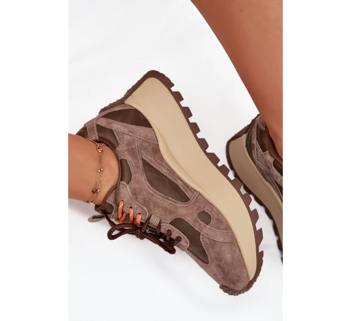 Kožené sneakersy na platformě dámské Big Star model 21705737 HIPOLY SYSTEM béžové - Big Star Shoes Kožené sneakersy na platformě dámské Big Star model 21705737 HIPOLY SYSTEM béžové - Big Star Shoes