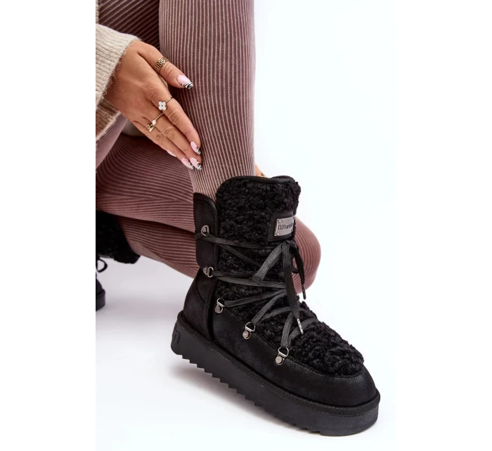 Vodotěsné boty na platformě D.Franklin černý Vodotěsné boty na platformě D.Franklin černý