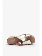 Zazoo Kožené pantofle na bloku, zlaté Zazoo Kožené pantofle na bloku, zlaté