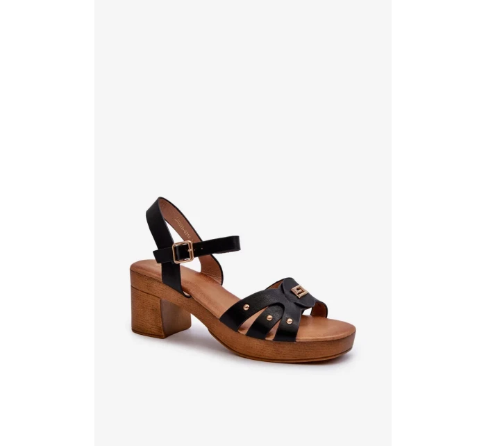 Dámské sandály na vysokém podpatku vyrobené z eko kůže, černé Assames Dámské sandály na vysokém podpatku vyrobené z eko kůže, černé Assames