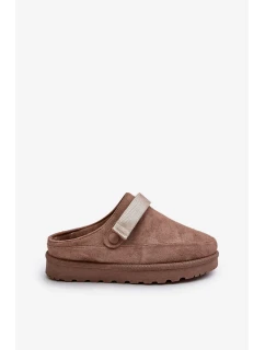 Dámské Zateplené Pantofle S Kožešinou Na Platformě Hnědé Azida