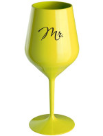 MR. - žlutá nerozbitná sklenice na víno 470 ml