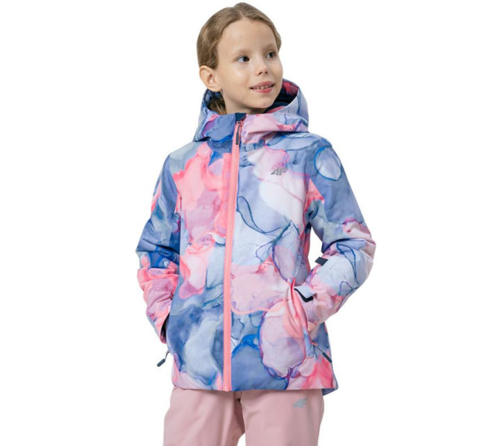 Dívčí lyžařská bunda Jr HJZ22 JKUDN002 56A Modro-růžová - 4F