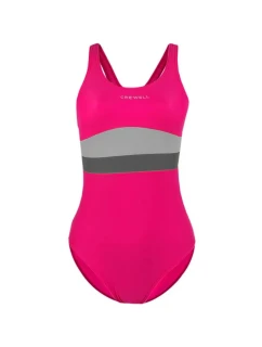 Dámské jednodílné plavky Katie Tmavě růžová s šedou - Crowell