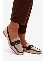 Dámské mokasíny Loafersy H8-515 hnědo-bežové -  Evelora