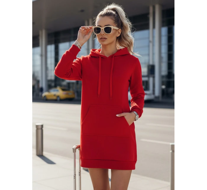 Dámská dlouhá mikina s kapucí oversize TIMMY červená FashionStreet EY1935