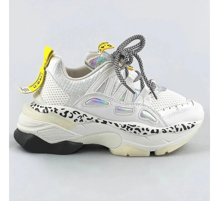 Bílé dámské seakersy s panteřím vzorem (BX1827-SP)