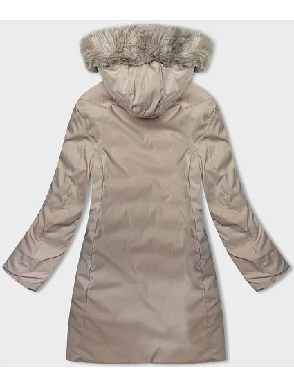 Černobéžová oboustranná dámská zimní bunda s kapucí model 21246405 - S'WEST Černobéžová oboustranná dámská zimní bunda s kapucí model 21246405 - S'WEST