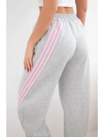 Dámské máslové kalhoty z viskózy s lampasem šedé