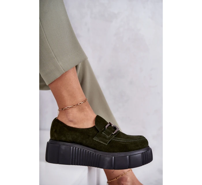 Módní semišové boty na platformě Khaki model 21598683 - Boto