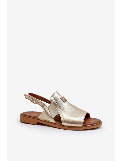 model 21650265 Dámské Kožené Sandály Zlaté - Zazoo