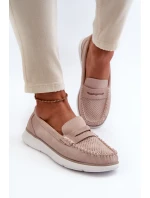 Sametové mokasíny na platformě Sergio Leone SP012 Beige