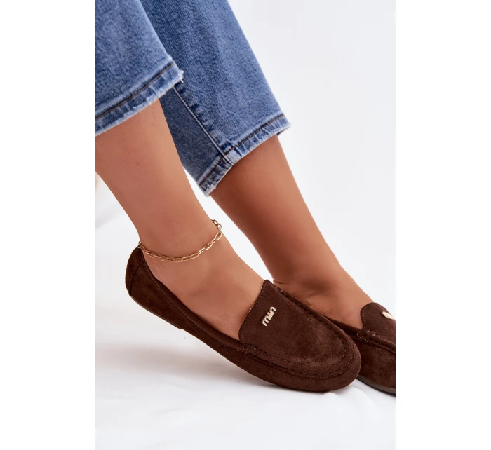Dámské mokasíny s malým zlatým detailem čokoládové Sarivelle
