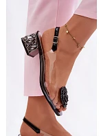 Průhledné sandály na platformě s krystaly a květinou Vinceza 70122 Černé