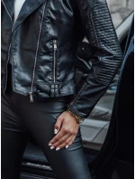 Dámská kožená bunda přechodná krátká ramoneska TELIS černá FashionStreet TY4556