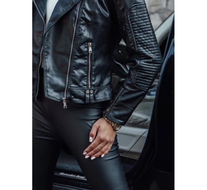 Dámská kožená bunda přechodná krátká ramoneska TELIS černá FashionStreet TY4556