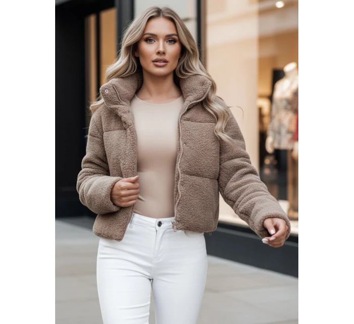 Dámská zimní bunda krátká alpaka CELESTIAL camel FashionStreet TY4482z