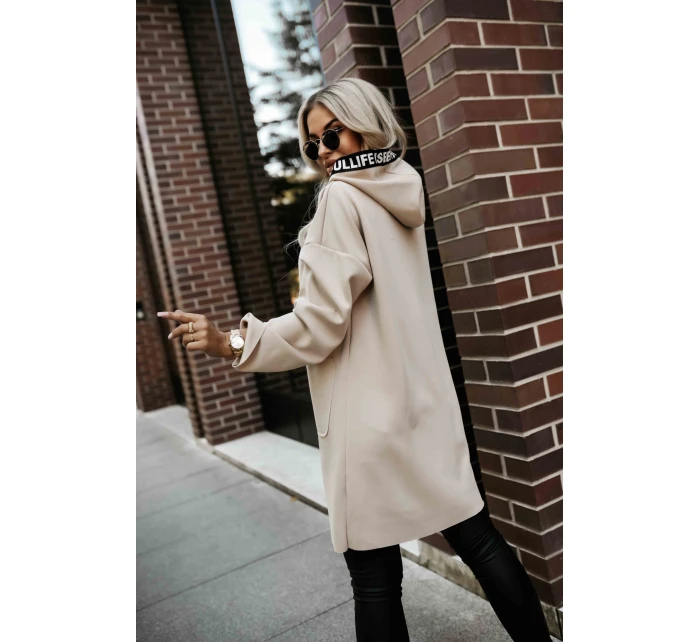 model 21379613 Ležérní kabát s kapsami a kapucí béžový - numoco basic