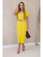 Šaty s ozdobným páskem žlutý Šaty s ozdobným páskem žlutý