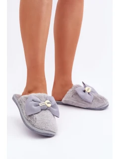 Dámské Pantofle S Kožíškem A Mašlí Šedé model 21681851 - Boto