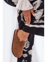 Semišové Klapky Chodaky Dámské S Přezkou Big Star RR274A387 Hnědé